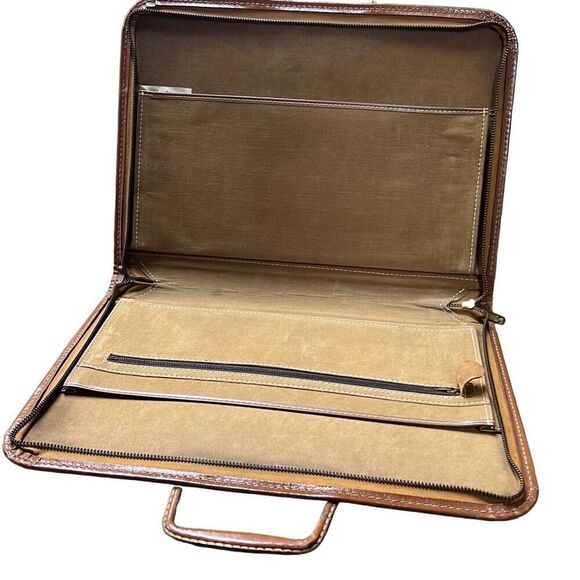 Vintage Carlton Brown S.L.S. Leather Attache Monogrammed Briefcase Size 16”x11” - Picture 6 of 11